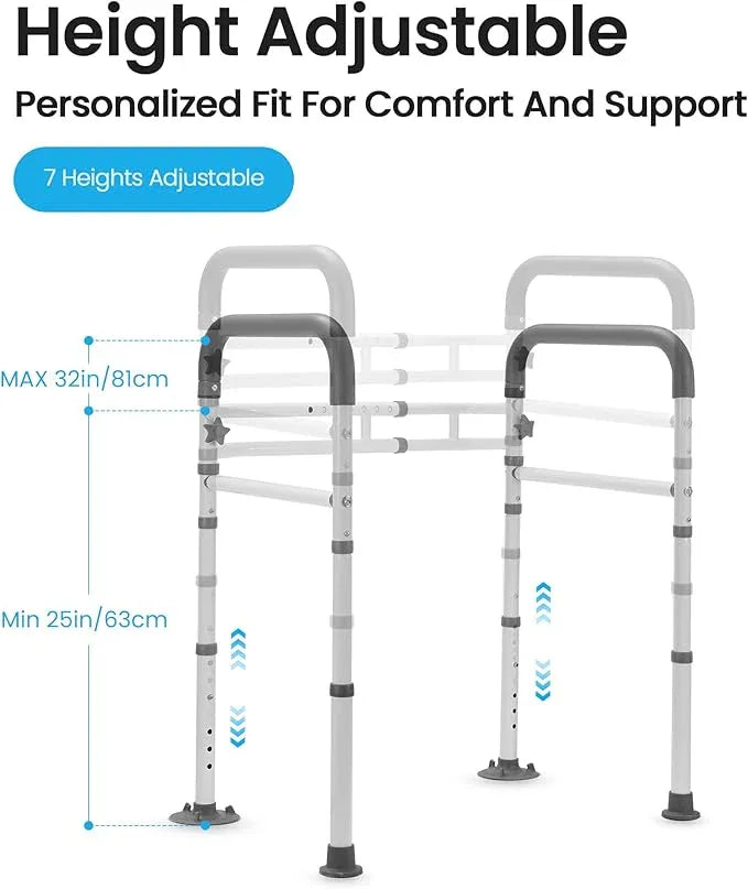 Careboda Toilet Safety Rails, Toilet Frame for Seniors, Elderly & Disabled, Toilet Rails Adjustable, Foldable Toilet Handles, Non-Slip Foot Mats, Easy to Store, Fit Any Toilets, 300lbs Capacity - ModernBath