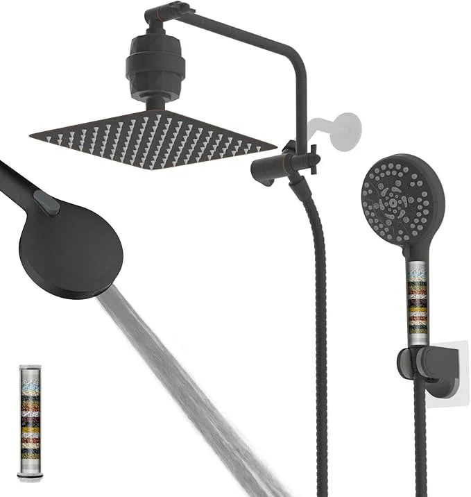 Filtered Shower Head, 10" High Pressure 10-Spray Handheld/Rainfall Shower Head Combo with 20 Stage Shower Filter, 11" Shower Extension Arm, 71" Hose, Shower Head Holder, Oil Rubbed Bronze - ModernBath