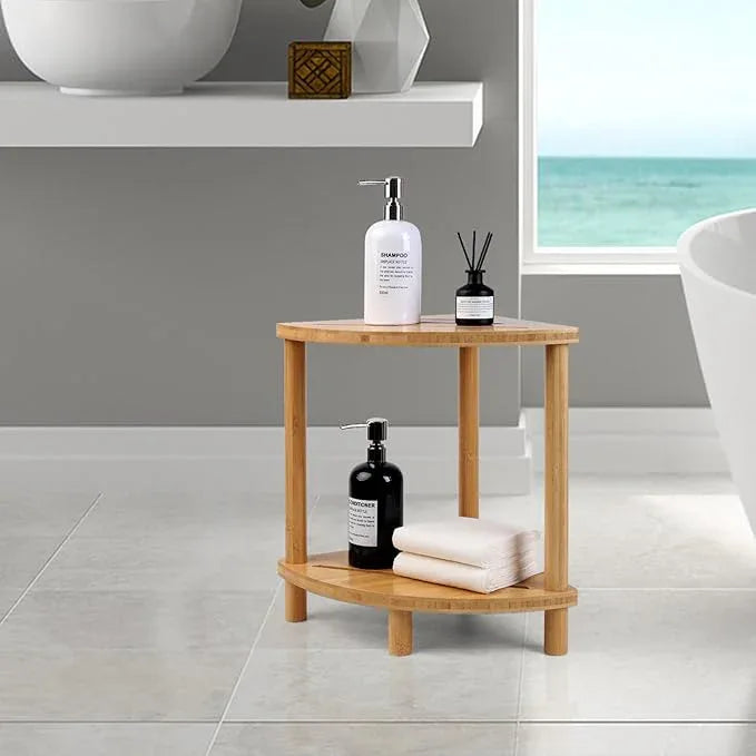 GUGIGIP Upgraded Bamboo Corner Shower Stool for Inside Shower Waterproof,2-Tier Shower Foot Rest with Storage Shelf,Corner Shower Shelf Bench Caddy Shaving Leg,Bath Seat,Gifts for Women Mom - ModernBath