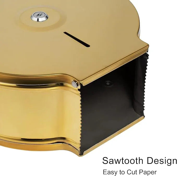 Commercial Jumbo Toilet Paper Dispenser, Wall Mount Stainless Steel 9 Inch Roll Toilet Paper Holder Bath Tissue Dispenser with Lock Key (Gold) - ModernBath