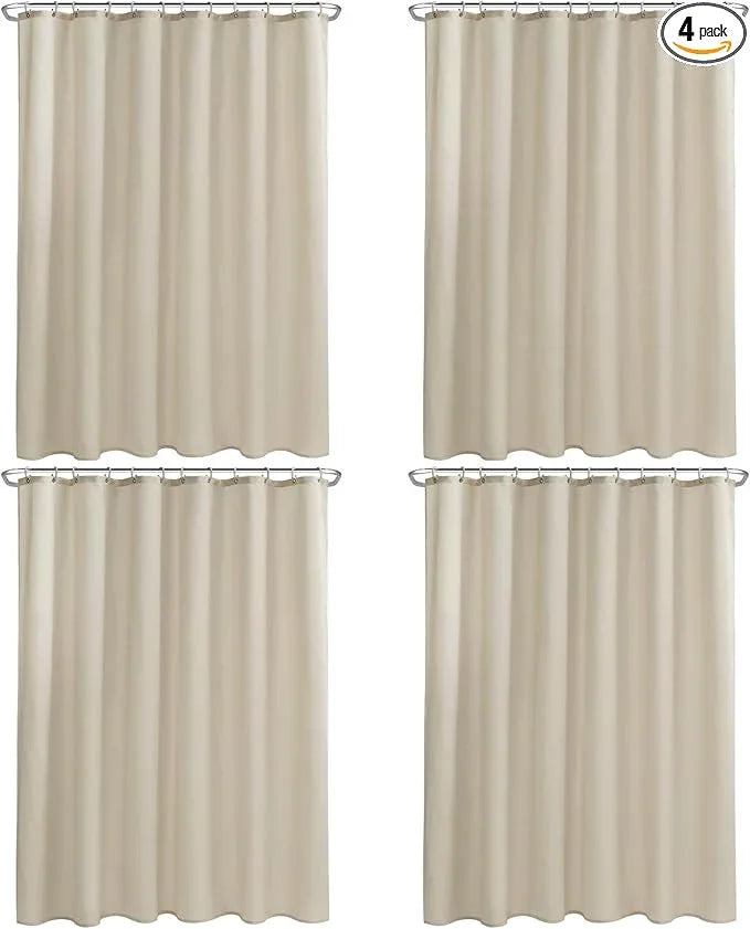 Nasitos Fabric Shower Curtain Liners 4 Pack - W72 x H72 - Washable & Water Resistant Cloth Shower Liner for Bathroom, Soft Hotel Quality, Standard Size (Beige, Include 8 Separate Magnets) - ModernBath