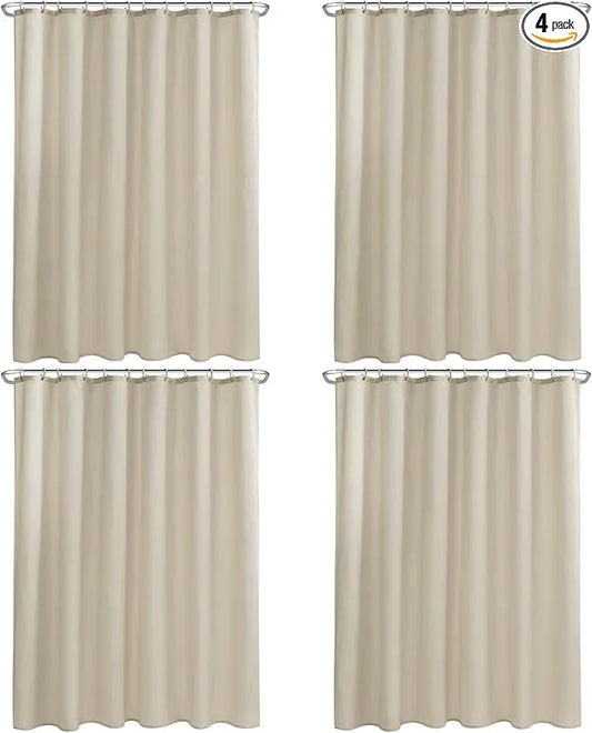 Nasitos Fabric Shower Curtain Liners 4 Pack - W72 x H72 - Washable & Water Resistant Cloth Shower Liner for Bathroom, Soft Hotel Quality, Standard Size (Beige, Include 8 Separate Magnets) - ModernBath