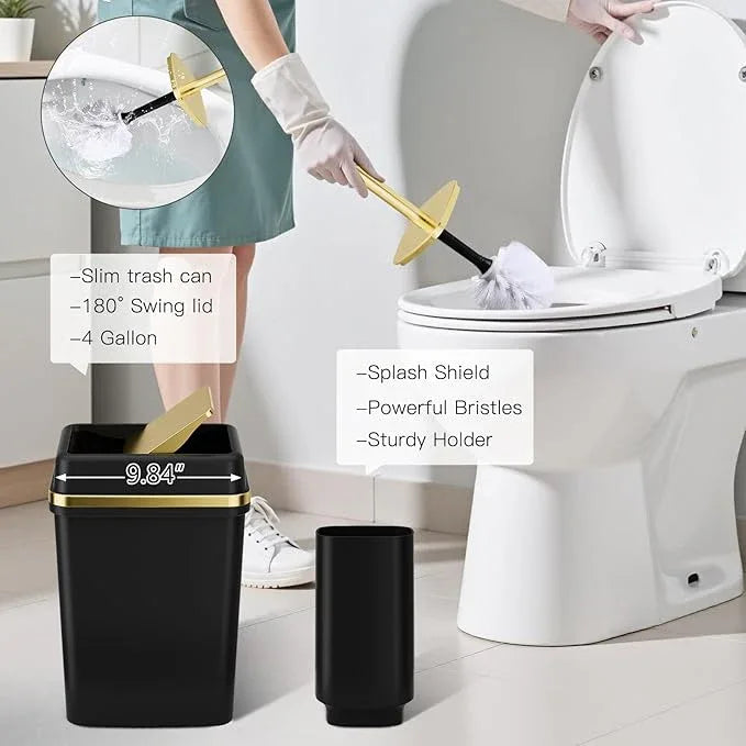 25PCS Bathroom Accessory Set, Black Bathroom Set with Large-Capacity 4 Gallon Trash Can,Bathroom Sets with Shower Curtain and Rugs, Bathroom Rugs Set, Home Decor - ModernBath