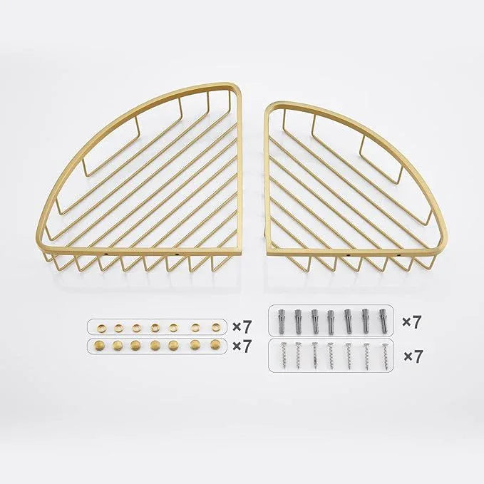 Segistan Corner Shower Caddy Organizer, SUS304 Stainless Steel Heavy Duty Rust-Proof Shelf Shampoo Holder, Wall Mounted Storage Rack for Bathroom Kitchen, 2 Packs Brushed Gold - ModernBath