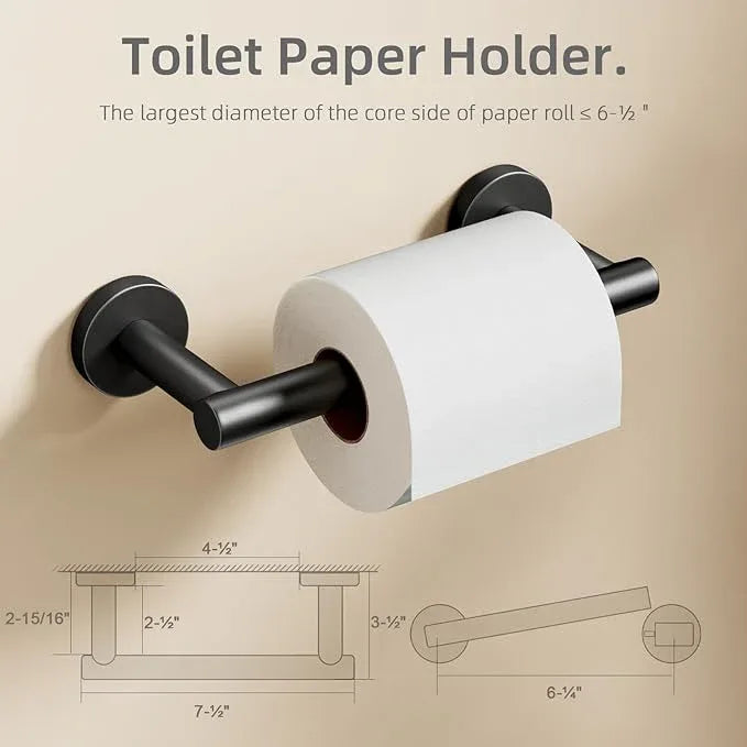 Matte Black Toilet Paper Holder, Stainless Steel Double Post Pivoting Toilet Paper Roll Holder for Bathroom Wall Mount, Commercial Toilet Tissue Dispensers, Fits for Mega Large Roll Paper - ModernBath