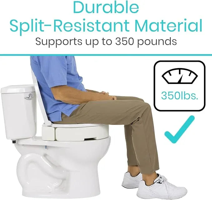 Vive Raised Toilet Seat (Elongated, Adds 3.5 Inches) - Elevated Toilet Seat Riser & Extender for Seniors & Handicap - High Rise Toilet Extension for Elderly - Portable Commode Toilet Booster for Adult - ModernBath