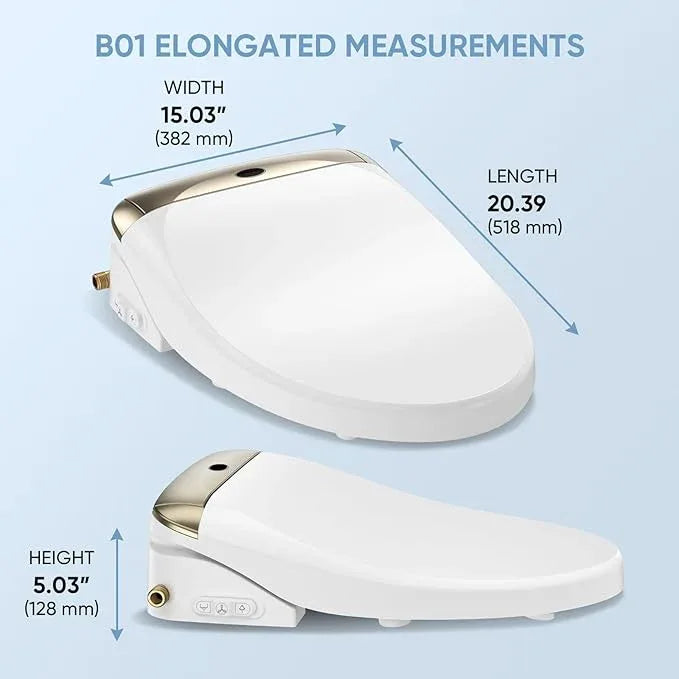 LEIVI Electric Bidet Toilet Seat with Wireless Remote and Side Panel, Multiple Spray Modes, Adjustable Heated Seat, Warm Water and Air Dryer, Auto LED Nightlight, Elongated - ModernBath