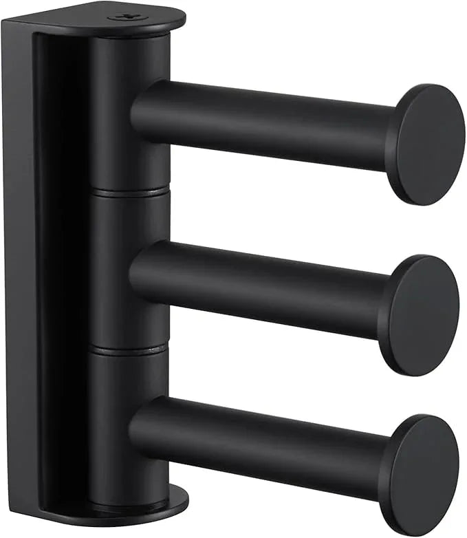Angle Simple Swivel Towel Hook Matte Black, SUS 304 Stainless Steel Coat Hook for Bathroom - ModernBath