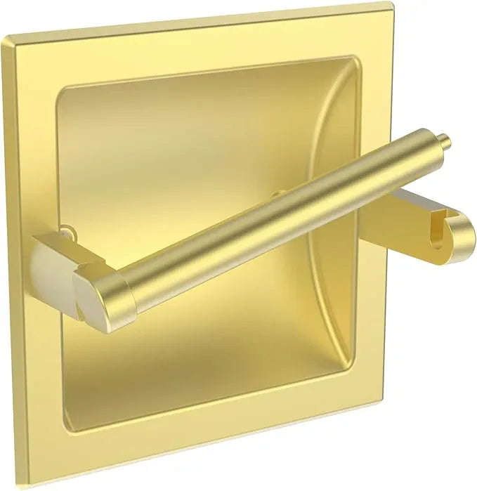 Brushed Gold Recessed Toilet Paper Holder,Pivoting Toilet Tissue Holder,Made of SUS304 Stainless Steel, in Wall Toilet Paper Holder with Bracket - ModernBath