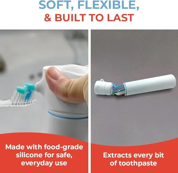 SqueezMe EasyPump Toothpaste Dispenser System - No-Mess Toothpaste Dispenser for Kids, Adults, Families - Hygienic Design & Easy One-Hand Use - Organizers & Accessories for Bathroom - Universal Fit - ModernBath