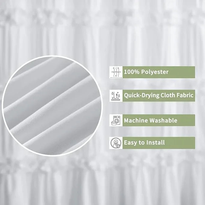 Homechoice Decor Victorian Ruffle Shower Curtain, Ruched Microfiber Vintage Handcrafted Bow Tie Bath Curtain for Master Bathroom, with 12 Buttonholes, 72" W x 72" H, White (LQ-10) - ModernBath