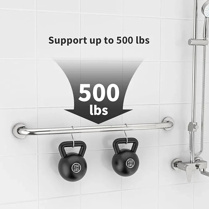 36 Inch Anti Slip Shower Grab Bar, Munzong Bathroom Grab Bar for Showers, Brushed Nickel Knurled Handicap Balance Bar,Safety Hand Rail Support Elderly Senior Assist Bath Handle - ModernBath