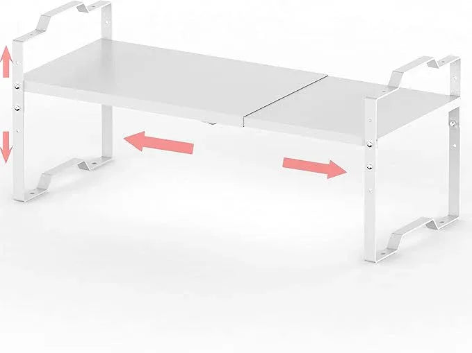 Jojocross Expandable Shelf for Cabinet Organizer Adjustable Stackable Spice Rack at Kitchen and Bathroom More, Counter Countertop Cupboard Organization Pantry Storage(LARGE/1PACK/WHITE) - ModernBath