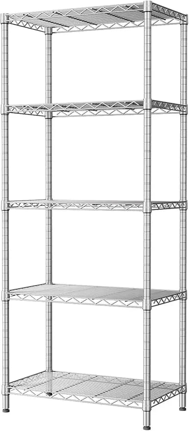SINGAYE 5 Tier Storage Garage Shelving Units Heavy Duty Wire Shelves Pantry Metal for Pantry Closet Kitchen Laundry Bathroom Organizers Shelf Home Shorage Gray - ModernBath