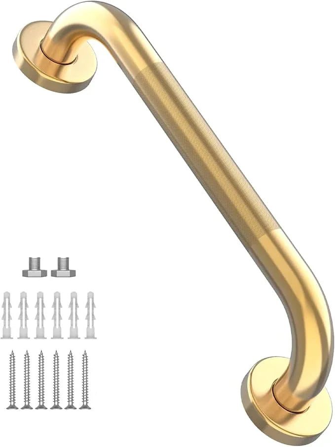 20 Inch Anti Slip Shower Grab Gold, Munzong Bathroom Grab Bar, Knurled Bathroom Balance Bar,Safety Hand Rail Support Handicap Elderly Injury Senior Assist Bath Handle - ModernBath