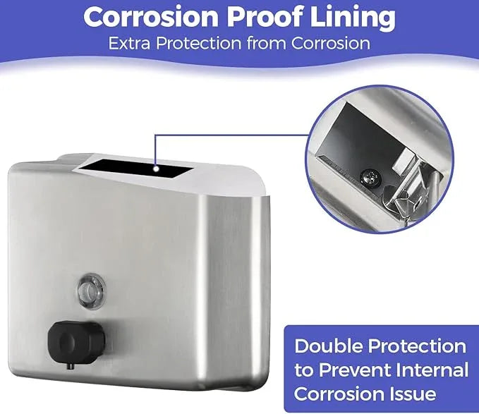 Stardrix Stainless Steel Extra Large 1400ml/47oz Capacity Industrial Grade Soap Dispenser, Commercial Wall Mount Bathroom Hand Soap Dispenser with Corrosion Proof Lining and Anti-Leak Pump - ModernBath