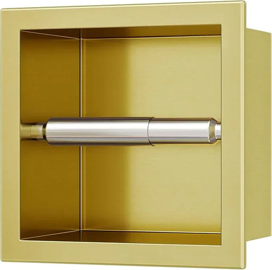 Neodrain Gold Recessed Toilet Paper Holder, 304 Stainless Steel Built-in Tissue Paper Roll Holder, Roll Paper Holder for Bathroom Wall - ModernBath