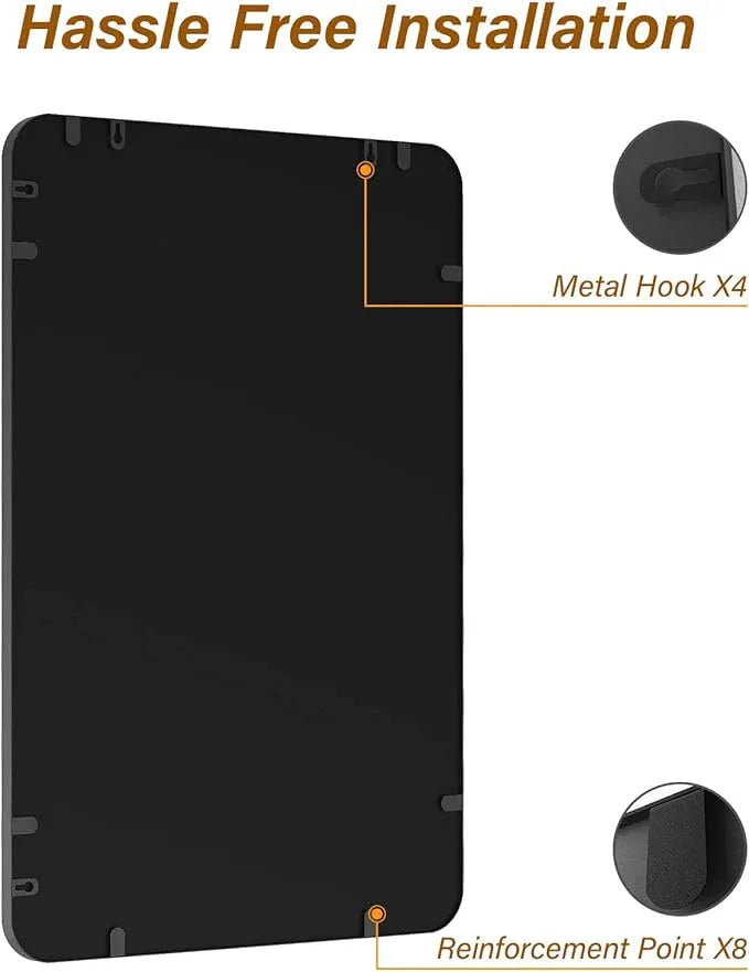 USHOWER Black Bathroom Mirror for Over Sink 24 x 36 Inch, Metal Frame Rectangle Vanity Mirror, Modern Farmhouse, Wall Mounted - ModernBath