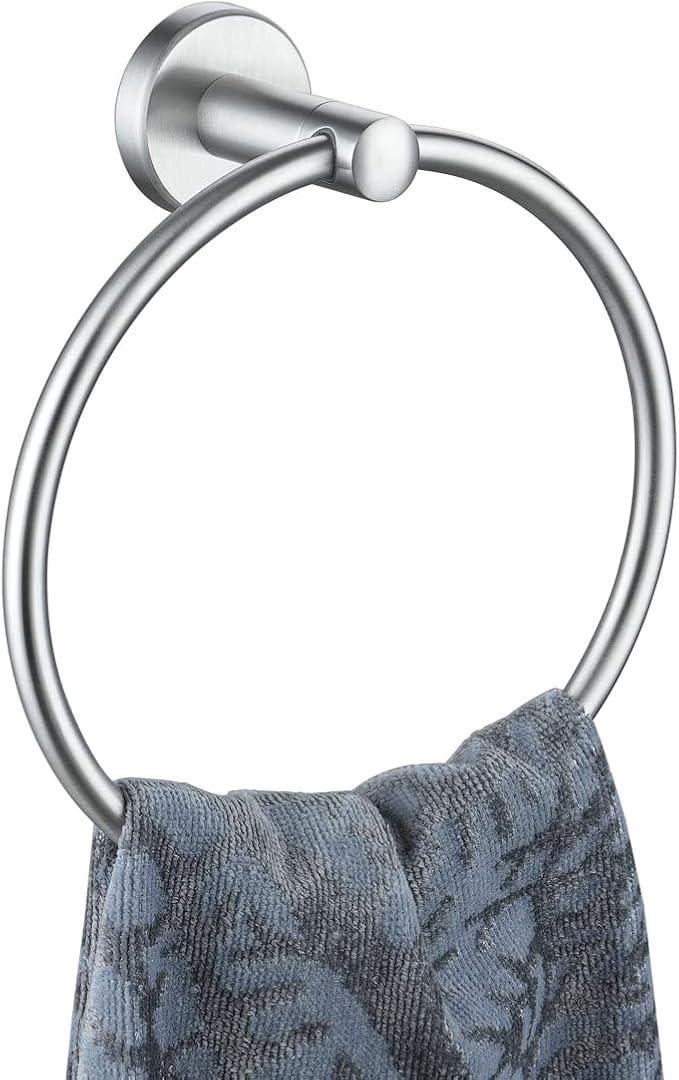 JQK Towel Ring, 304 Stainless Steel Hand Towel Holder for Bathroom, Brushed Finished Wall Mount, TR130-BN - ModernBath