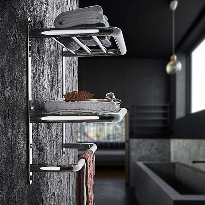 2-Tier Towel Rack Floating Shelf with Towel Bar, 20-Inch W x 8.25-Inch D Bathroom Hotel Towel Shelf, Wall Mount, Mounting Hardware Included,Polished Chrome - ModernBath