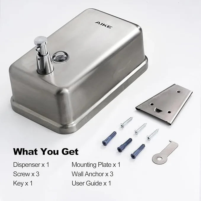 AIKE 37oz Surface Mount Stainless Steel Soap Dispenser for Commercial,Brushed Stianless Steel Finish Model AK1003 - ModernBath
