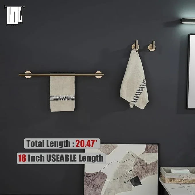 JQK Double Towel Bar Champagne Bronze, 20.5 Inch 304 Stainless Steel Thicken 0.8mm Towel Rack Bathroom, Towel Holder Wall Mount, Useable Length 18 Inch, TB100L18-CB - ModernBath