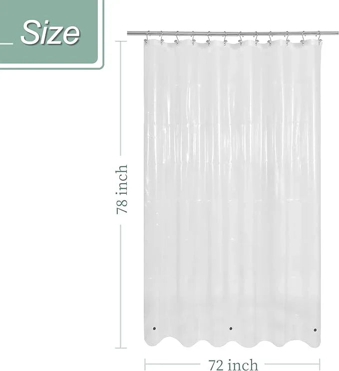 Mrs Awesome Long Shower Curtain Liner with 3 Magnets, 72x78 Clear PEVA Shower Liner, 78 Length Plastic Shower Curtain for Bathroom, Waterproof, 72 x 78, Clear - ModernBath