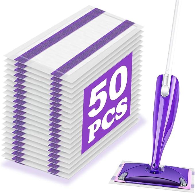 50 Pack Wet Jet Pads Compatible with Wet Jet Spray Mop, Wet Jet Refill for All Purpose Multi-Surface Hardwood Floor Cleaning, 4 Layers Thickened and Super Absorbent - ModernBath