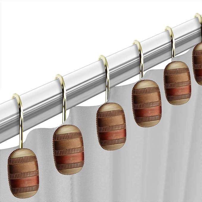 Zahari Home 13pc Contempo Bathroom Shower Curtain Sets Luxury Classic Shower Curtain & 12 Shower Curtain Hooks Contemporary Fabric Shower Curtain Unique Design Stylish Striped Shower Curtain Set - ModernBath