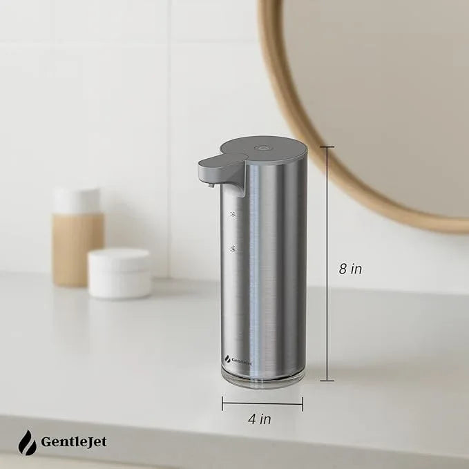 GentleJet EasyFoam Automatic Foaming Soap Dispenser - Touchless Motion Sensor, Rechargeable USB-C, 2 Foam Levels, Stainless Steel, IPX5, 9.5oz Hand Soap Dispenser for Bathroom & Kitchen (Silver) - ModernBath