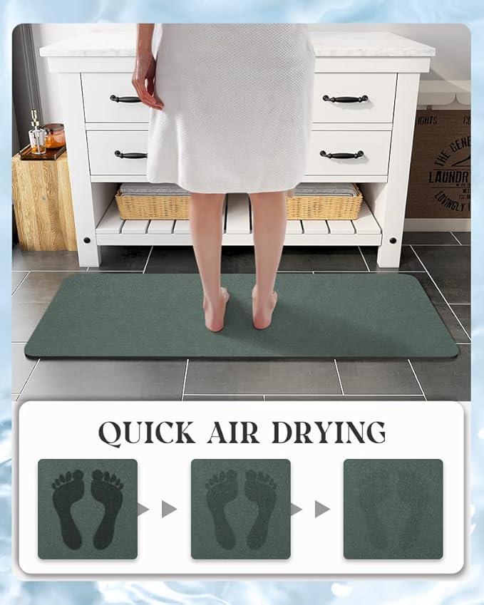 MontVoo -Bath Mat Rug-Rubber Backing Non Slip Quick Dry Absorbent Thin Bathroom Rugs Fit Under Door-Faux Suede Surface Bathroom Floor Mats-Shower Rug for in Front of Bathtub Shower Green 24"x48" - ModernBath