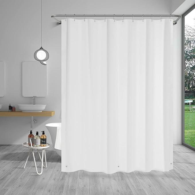 TIKABC Shower Curtain Liner, 4G PEVA Shower Liner, Plastic Waterproof Shower Curtains, with Grommet Holes and 3 Magnetic Weights(White) - ModernBath