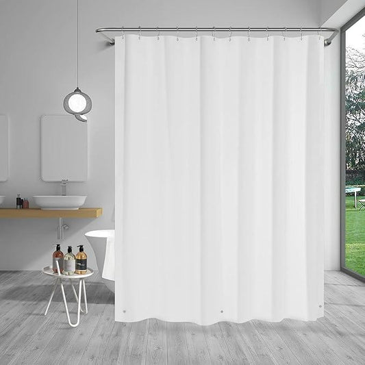 TIKABC Shower Curtain Liner, 4G PEVA Shower Liner, Plastic Waterproof Shower Curtains, with Grommet Holes and 3 Magnetic Weights(White) - ModernBath