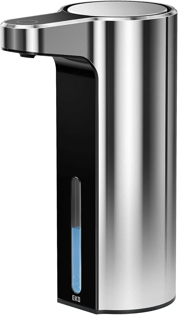 EKO Aroma 9 fl oz Automatic Liquid Soap Dispenser, Rechargeable & Water-Resistant for Kitchen and Bathroom with Adjustable Soap Dispensing Volume Control (Chrome Metallic) - ModernBath