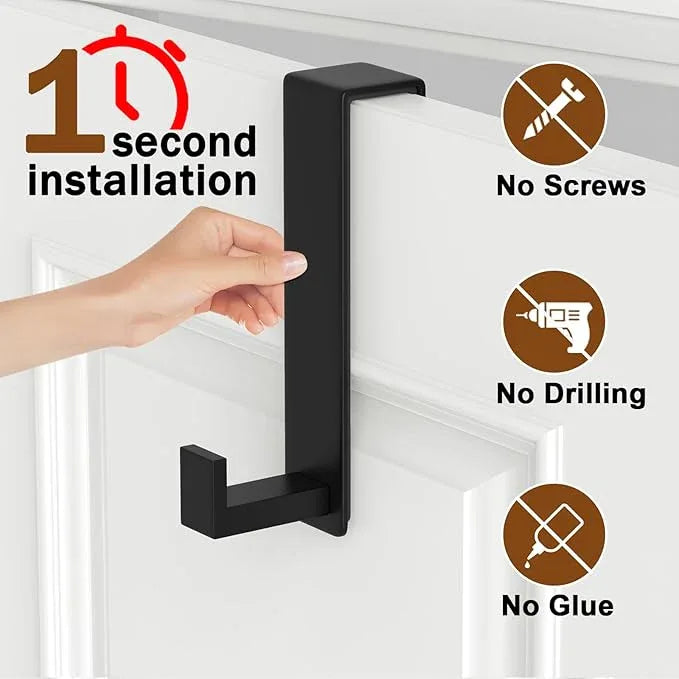 Over The Door Hooks, Door Hanger Hooks for Hanging Heavy Duty, Hat Organizer Coat Rack Towel Hooks for Bathroom, Door Rack for Bedroom Entryway Office (Black, 2 Pack, Fits 1-3/4" Thick Door) - ModernBath