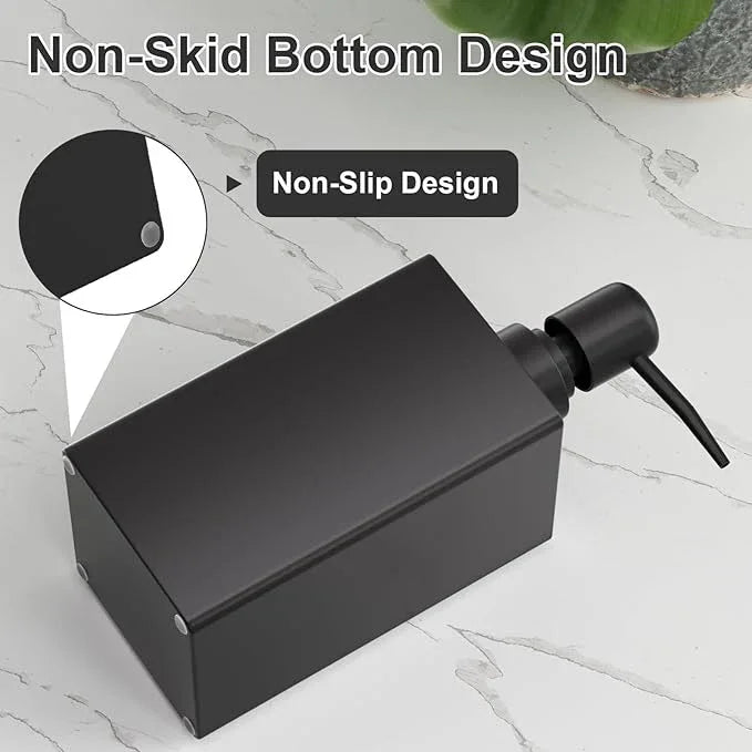 Black Bathroom Accessories Set Resin 6PCS, Square Toothbrush Holders Set Complete with Soap Dispenser, Vanity Tray, Tumbler, Cups and Cotton Swab Jars for Counter, Sink or Small Spaces - ModernBath