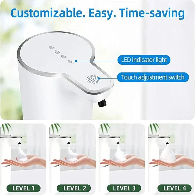 TOSCARA Auto Sensor Foam Soap Dispenser – Touchless, Rechargeable, Hands-Free Liquid Foaming Soap Dispenser for Kitchen, Bathroom, Office,Hotel–Hygienic No-Touch Hand Wash with 4- Foam Modes - ModernBath