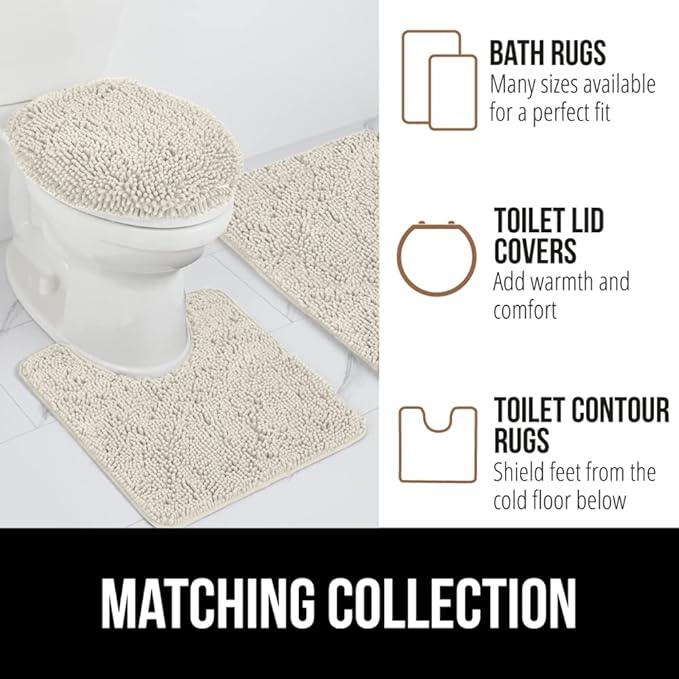 GORILLA GRIP Bathroom Rug Sets, Soft Chenille 2 Piece Area Rugs Set, Toilet Base Mat and 30x20 Carpet, Absorbent Microfiber Washable Mats Dry Quickly, Home Décor and Bath Room Accessories, Ivory - ModernBath