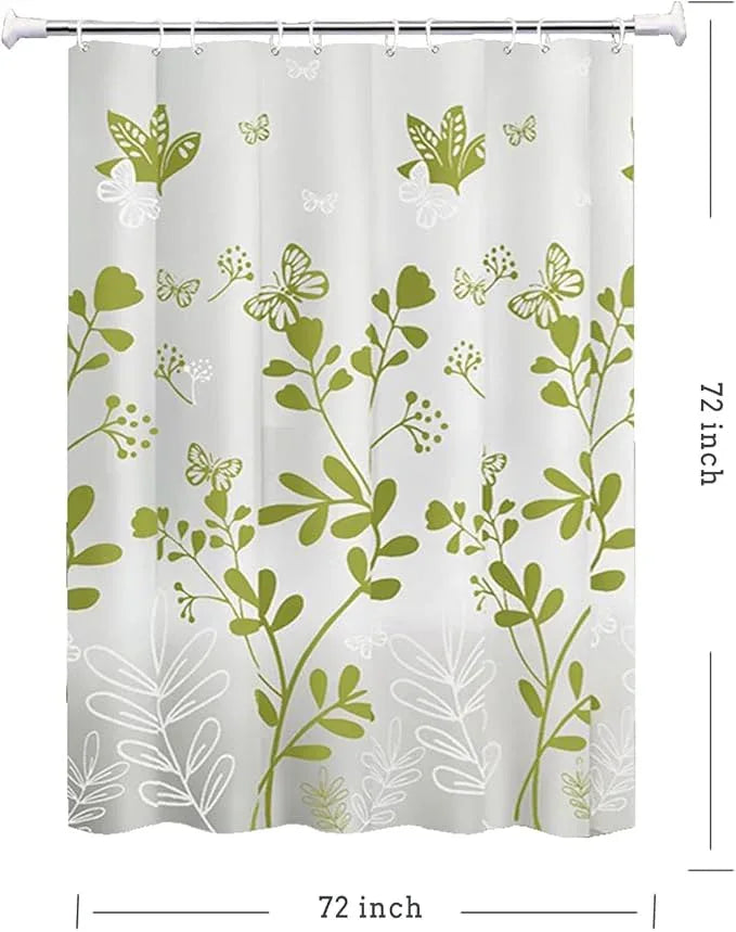 TIKABC Shower Curtain Liner, 4G PEVA Green Butterfly Shower Liner, Plastic Waterproof Shower Curtains, 72x72 inch with Grommet Holes 3 Magnetic Weights - ModernBath