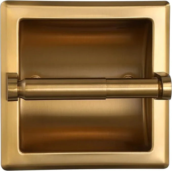 Recessed Toilet Paper Holder,Stainless Steel in Wall Toilet Paper Roll Holder for Bathroom with Mounting Bracket,Commercial Toilet Tissue Dispensers Wall Mount,Dark Gold - ModernBath
