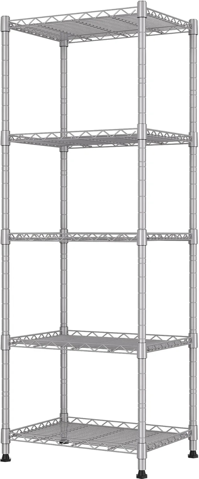 REGILLER 5-Wire Shelving Metal Storage Rack Adjustable Shelves,Standing Storage Shelf Units for Laundry Bathroom Kitchen Pantry Closet(Silver,11.8" D x 16.6" W x 53.5" H) - ModernBath