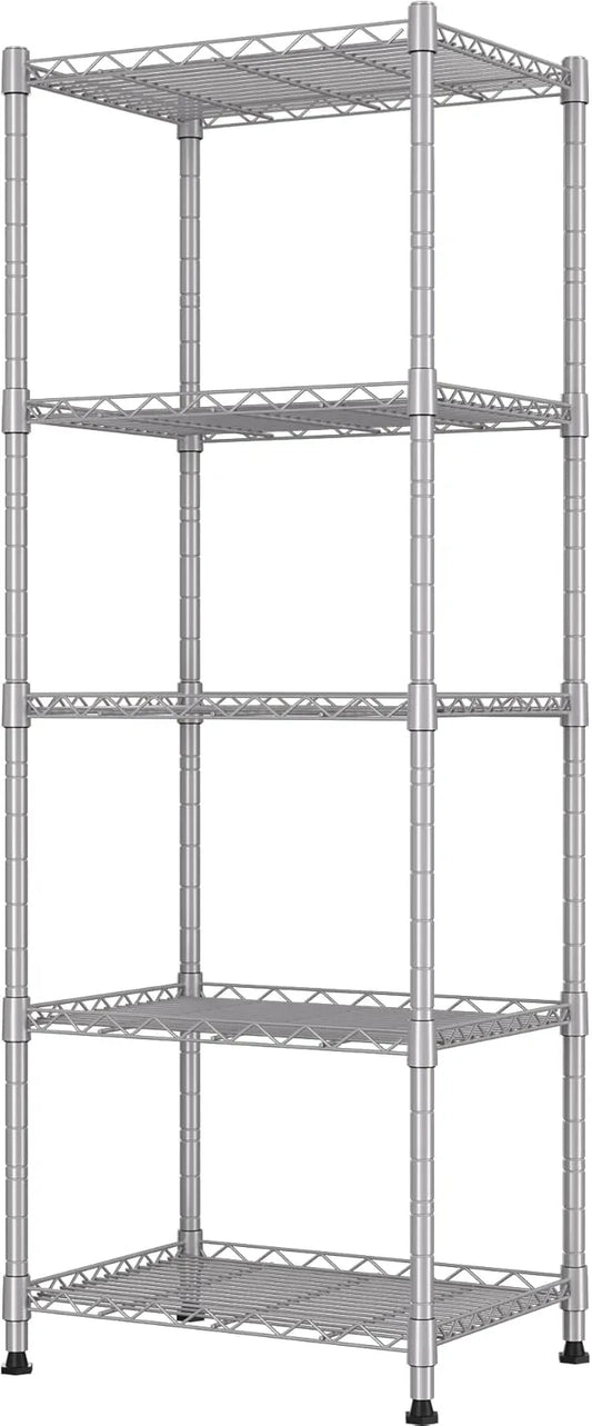REGILLER 5-Wire Shelving Metal Storage Rack Adjustable Shelves,Standing Storage Shelf Units for Laundry Bathroom Kitchen Pantry Closet(Silver,11.8" D x 16.6" W x 53.5" H) - ModernBath