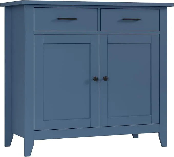 HORSTORS Kitchen Storage Cabinet, Modern Farmhouse Buffet Cabinet with Storage, Coffee Bar with 2 Drawers and 2 Doors, Floor Sideboard Buffet for Living Room, Dining Room, Bathroom, Blue - ModernBath