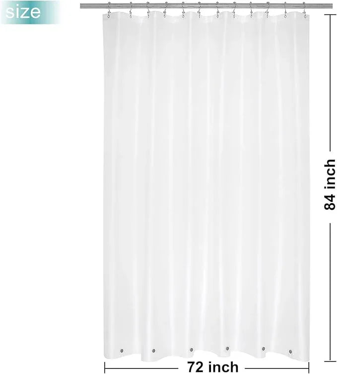 Mrs Awesome Extra Long Shower Curtain Liner with 6 Magnets 72 x 84 inch, Frosted PEVA 8G Heavy Duty Thick Plastic Shower Curtain, Waterproof, 72x84, Frost - ModernBath