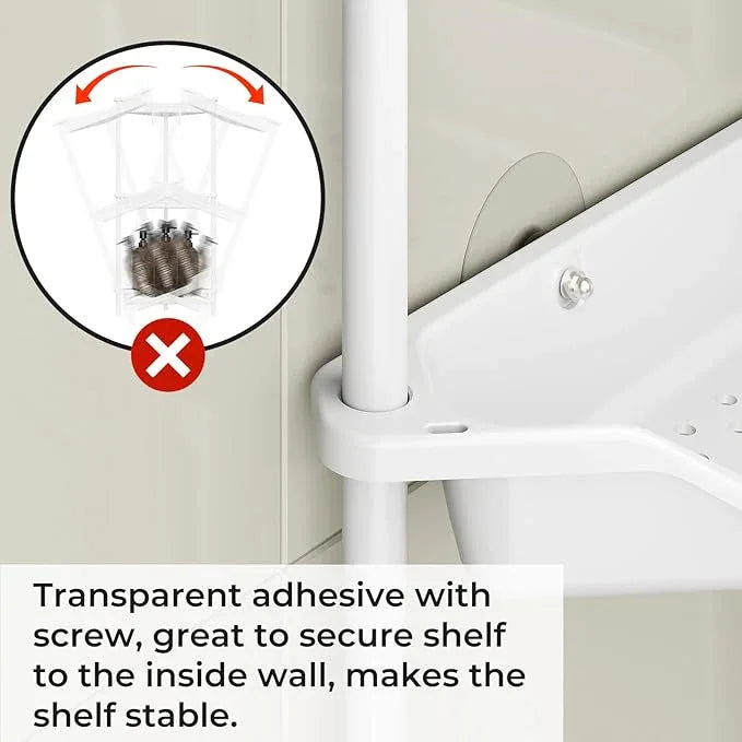 3 Tier Corner Shower Caddy Standing Floor Standing Corner Shower Caddy Organizer Shower Table Plastic Metal Splicing Shelf Storage Rack for Bathroom White- Rustproof - ModernBath