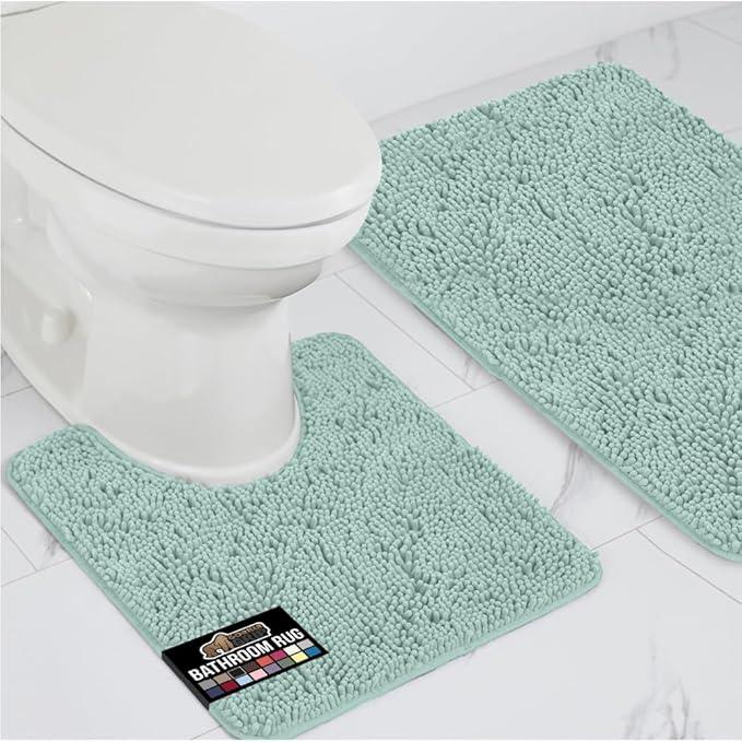 GORILLA GRIP Bathroom Rug Sets, Soft Chenille 2 Piece Area Rugs Set, Toilet Base Mat and 30x20 Carpet, Absorbent Microfiber Washable Mats Dry Quickly, Home Décor and Bath Room Accessories, Seablue - ModernBath