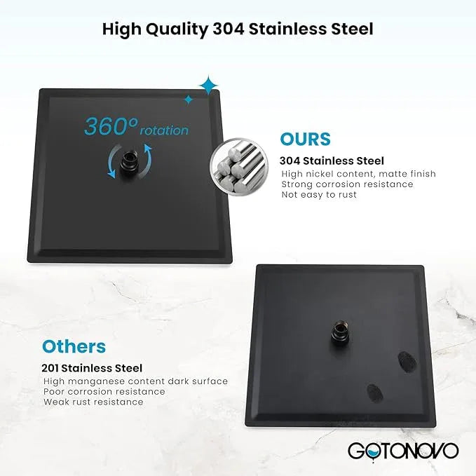 gotonovo Rainfall Shower Faucet Set System Shower Trim Kit with 10 Inch Rain Shower Head Bathroom Mixer Shower Complete Combo Single Handle Wall Mounted Female Thread Rough-in Valve Matte Black - ModernBath