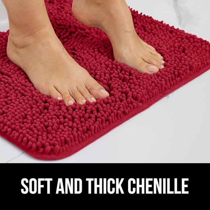 GORILLA GRIP Bathroom Rug Sets, Soft Chenille 2 Piece Area Rugs Set, Toilet Base Mat and 30x20 Carpet, Absorbent Microfiber Washable Mats Dry Quickly, Home Décor and Bath Room Accessories, Red - ModernBath