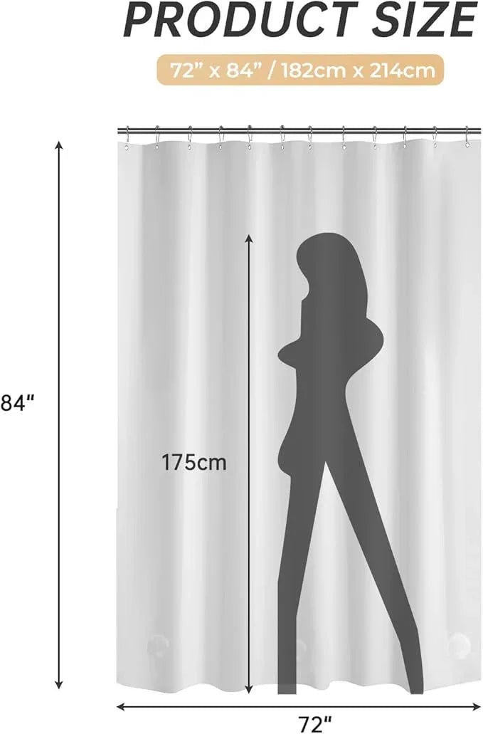 AmazerBath Plastic Shower Curtain 84 Inches Long, 72 x 84 White Weighted Extra Long Shower Curtain, PEVA Heavy Duty Tall Bathroom Curtains with 3 Big Clear Weighted Stones and 12 Grommet Holes - ModernBath