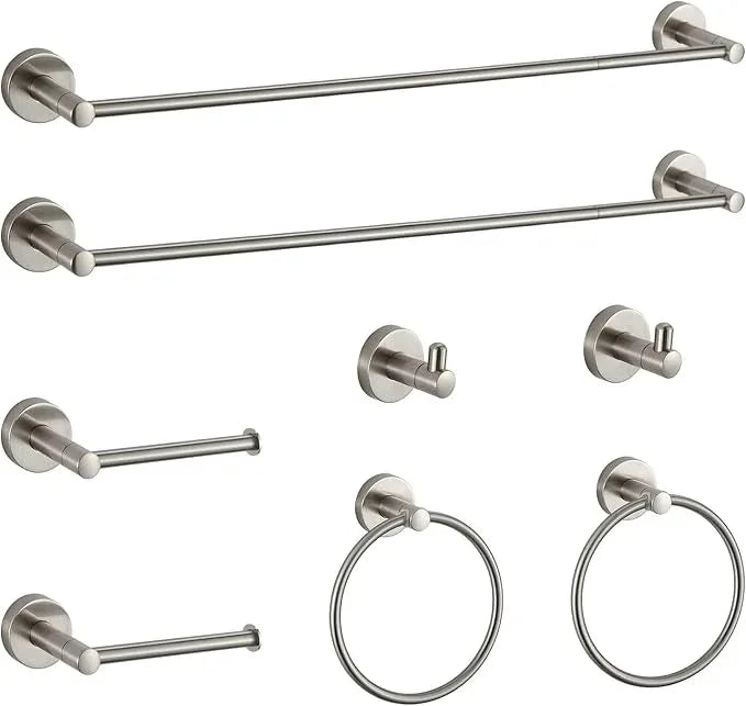 BGL Bathroom Hardware Set Brushed Nickel Bathroom Accessory Set Towel Bar 8 Pieces - ModernBath
